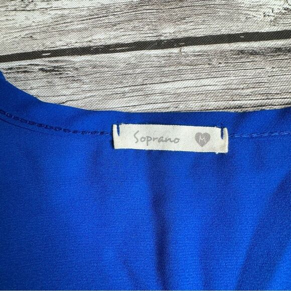 Soprano Women's Bright Blue Blouse Top Shirt M Med Medium Lightweight Unlined - Picture 7 of 10